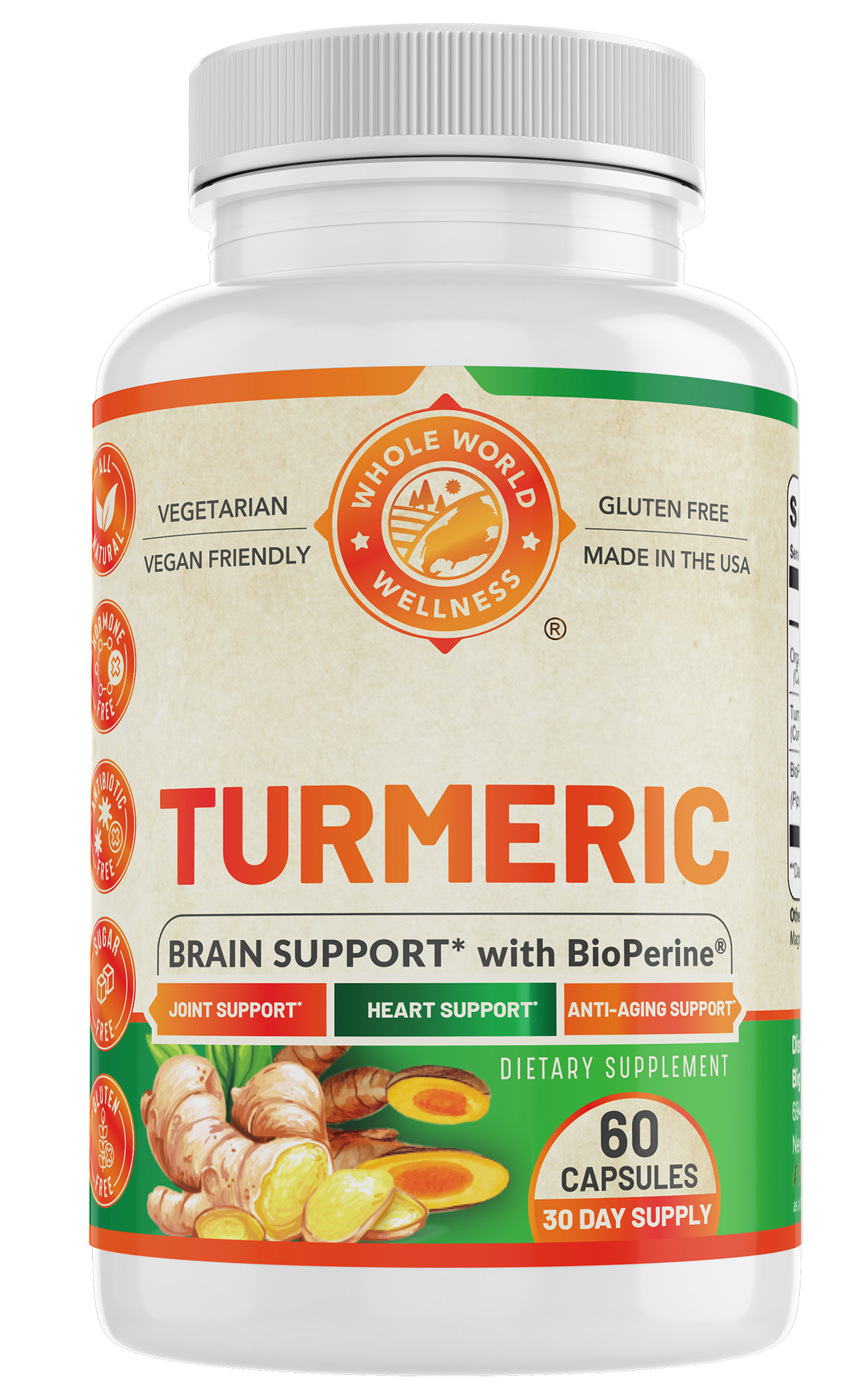 Turmeric with BioPerine - Front bottle render