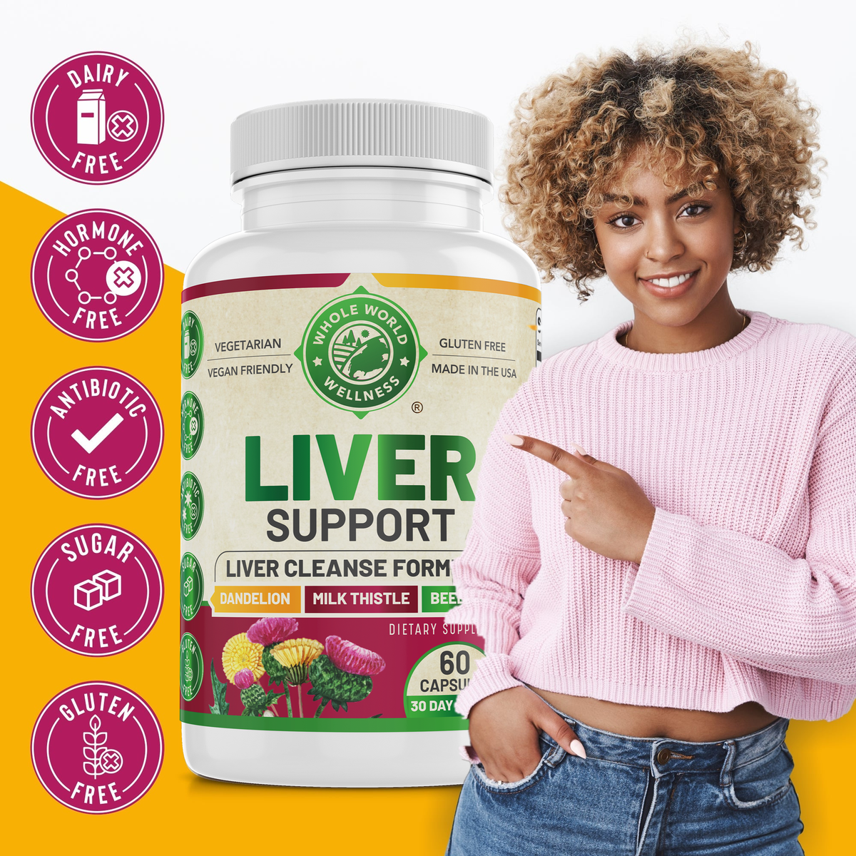 Liver Support 30 Day: dairy, hormone, antibiotic, sugar and gluten free