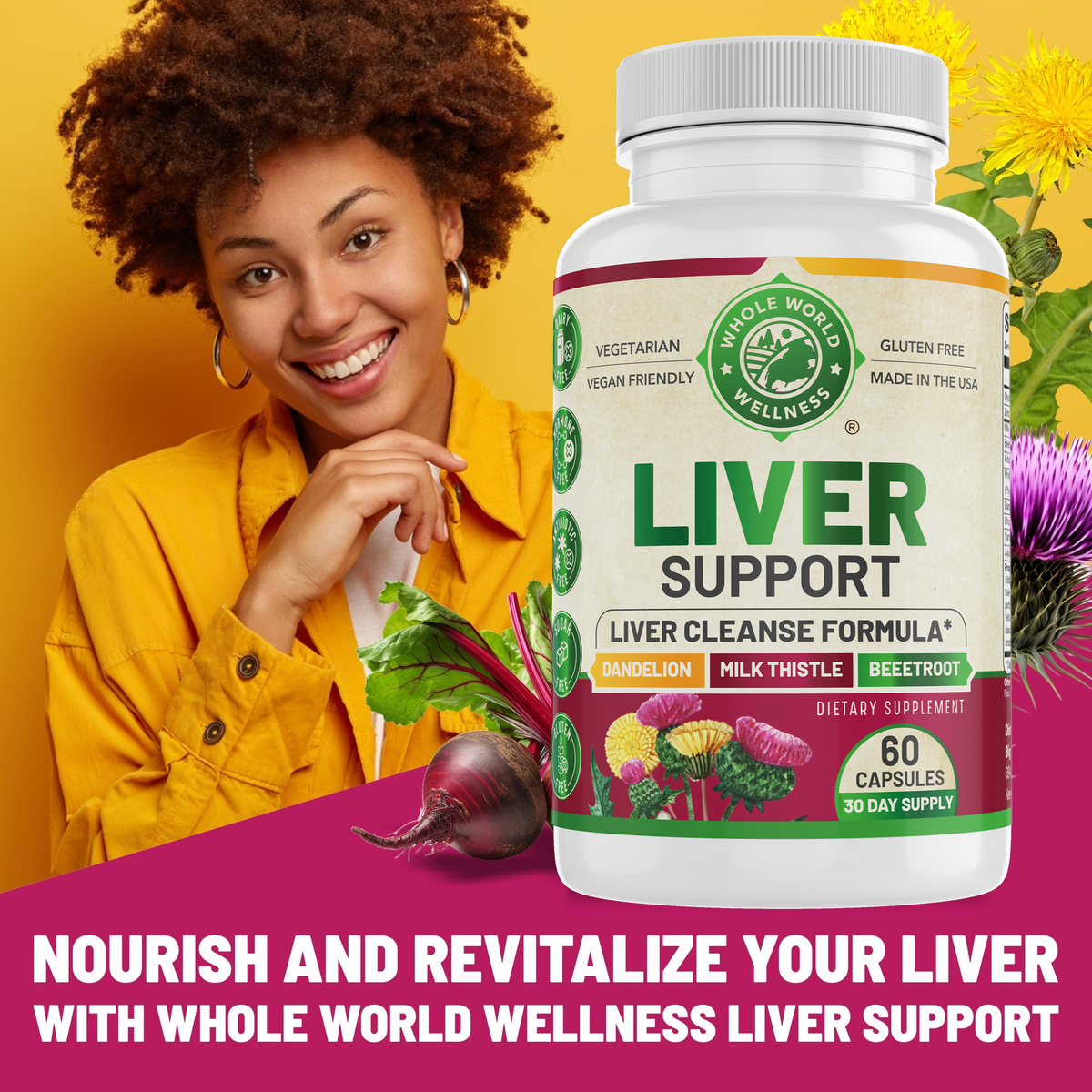 Liver Support 30 Day, 60 vegetarian capsules: nourish and revitalize your liver