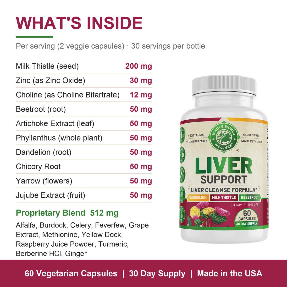 Liver Support what's inside: full ingredient list per serving