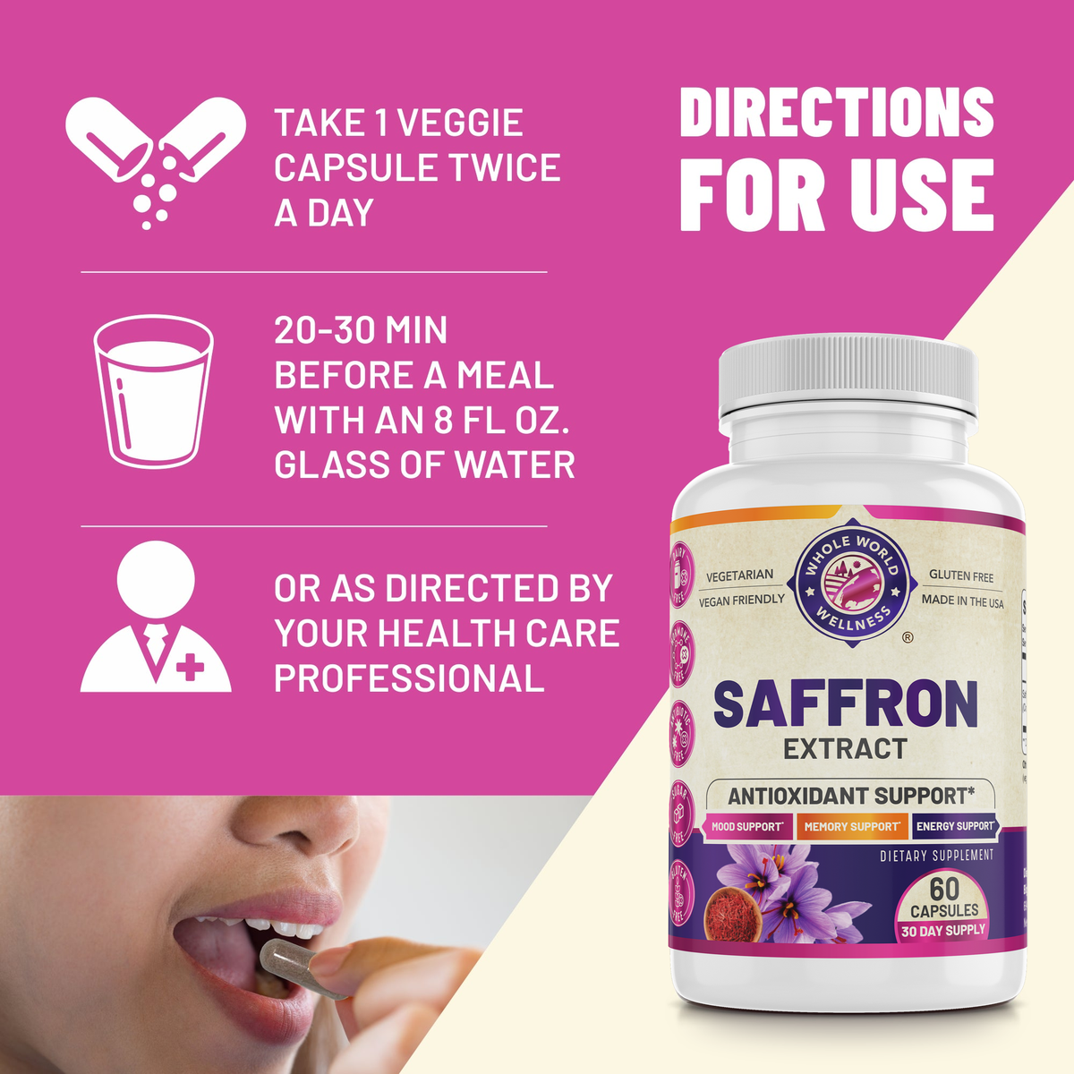 Saffron Extract 30 Day directions for use