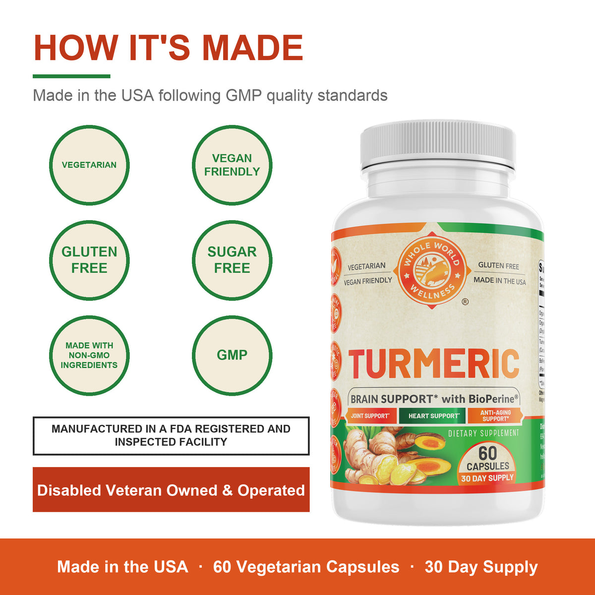 Organic Turmeric Ginger 30 Day: made in the USA following GMP quality standards