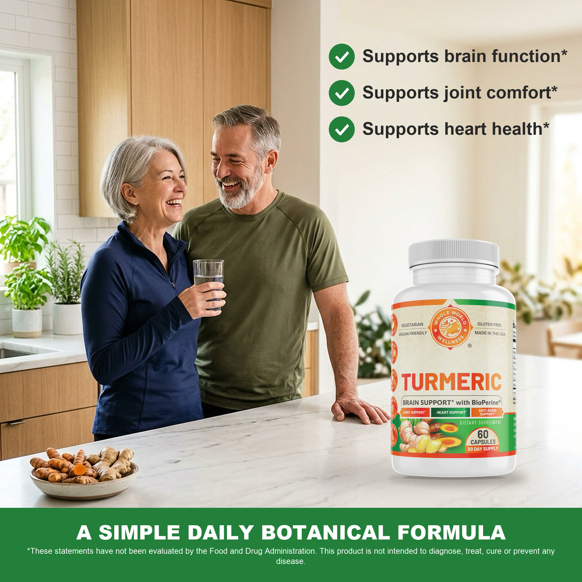 Organic Turmeric Ginger 30 Day: supports brain function, joint comfort and heart health*