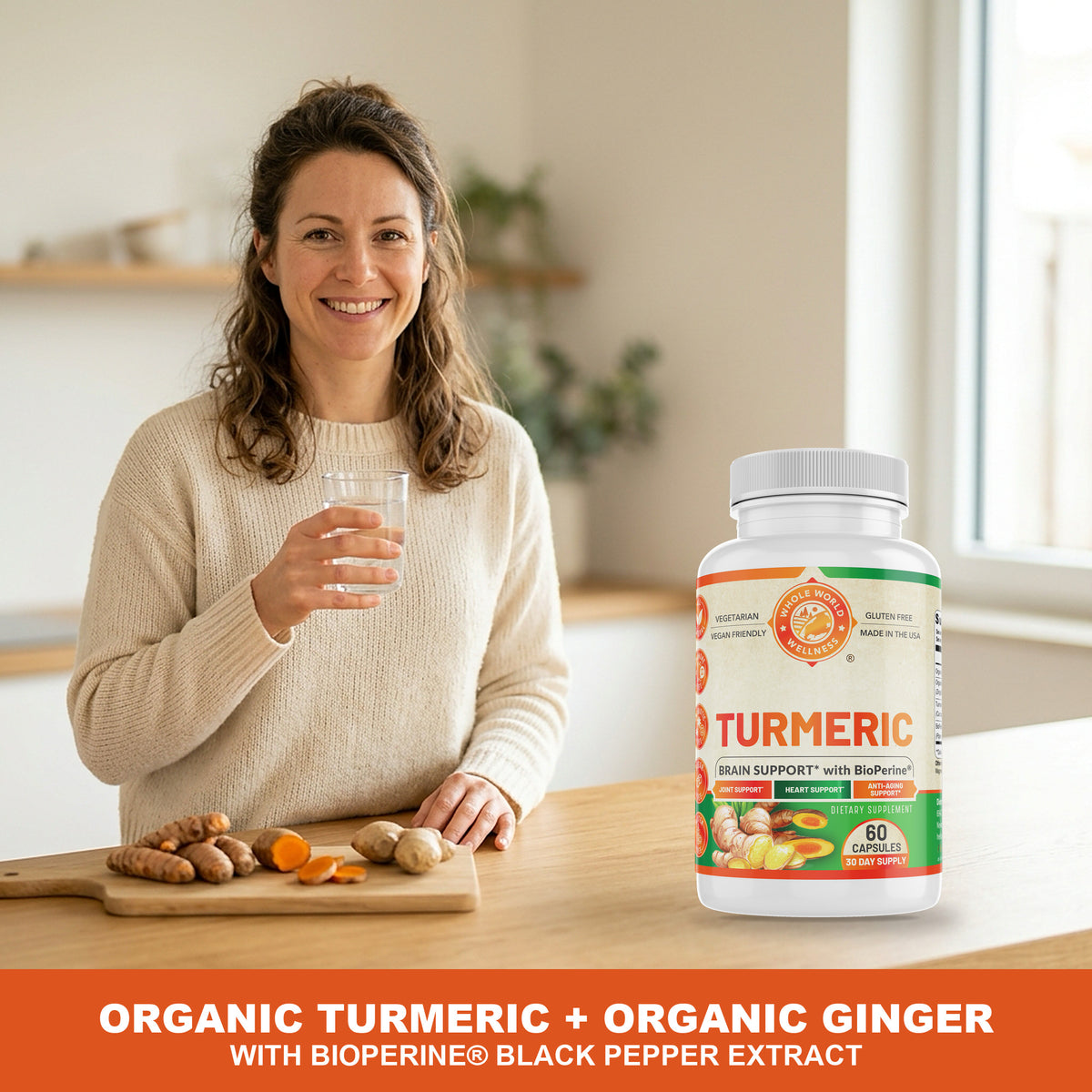 Organic Turmeric Ginger 30 Day with BioPerine: a simple daily botanical formula